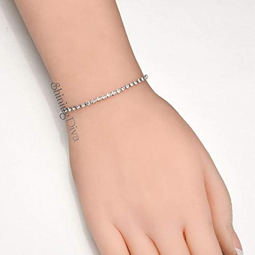Image of Shining Diva Fashion Full Crystal Charm Stylish Gold Plated Charm Bracelet for Women