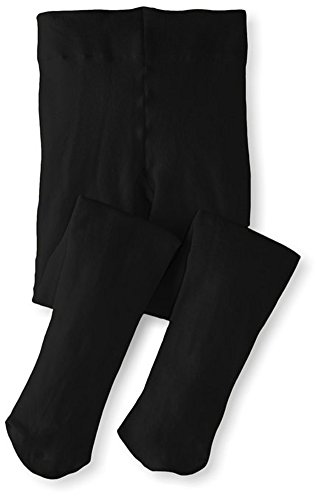 Girls' Opaque Microfiber Ultra Soft Hold & Stretch Dance Uniform Footed Tights Black 8-10