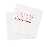 VOWFOO Howdy Cowboy Cocktail Napkins Country Western Cowboy Retro Vintage Party Disposable Beverage Bar Paper Napkins 100Pcs 4.5 x 4.5 2-ply (Howdy Cowboy), Red