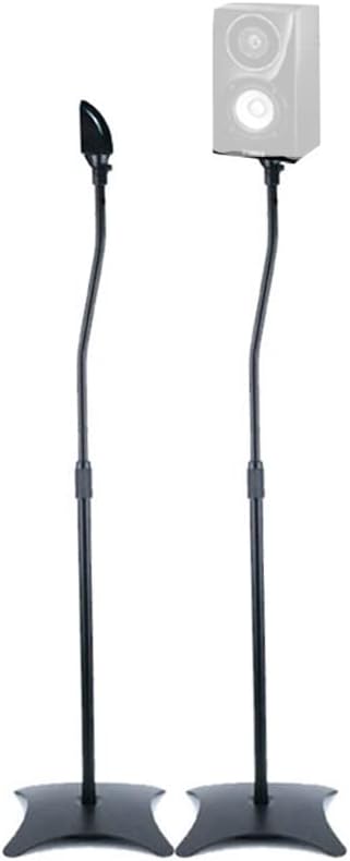 Adjustable Height Speaker Floor Stand - Extends 30" to 44" - Holds Satellite & Small Bookshelf Speakers - Set of 2
