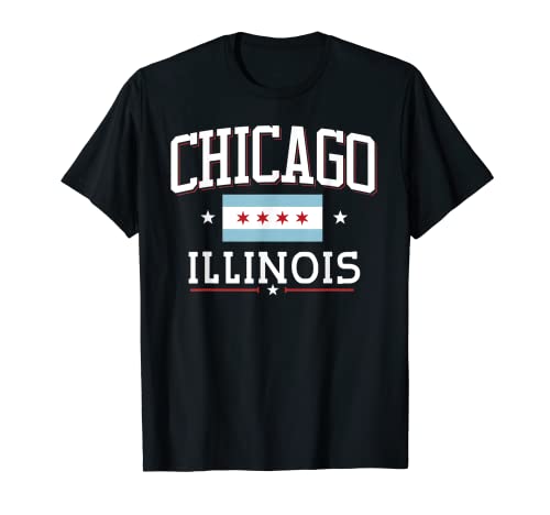 Chicago Skyline Camicia Silhouette IL Illinois City Flag Pride Maglietta