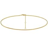 MTMY Gold Snake Chain Choker Necklace,18K Gold Plated Dainty Herringbone Necklace Delicate Fashion Choker Necklace Jewelry for Women(1mm)