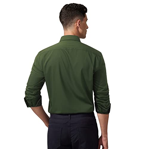 Image of HISDERN Mens Dress Shirts Long Sleeve Button Down Casual Shirts for Men Inner Contrast Formal Business Tuxedo Wedding Shirt