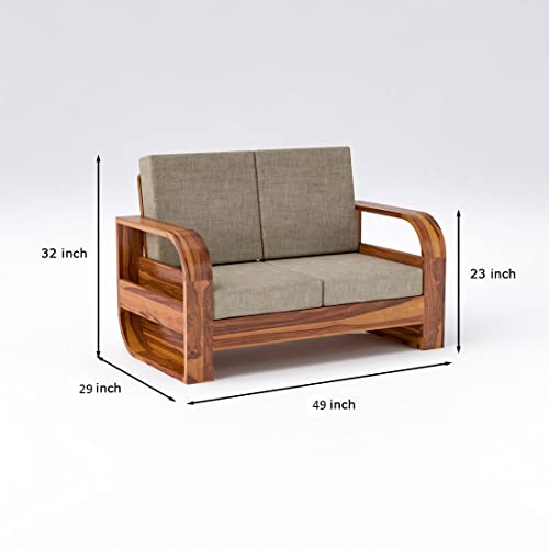 Image of Douceur Furnitures Solid Sheesham Wood 2 Seater Sofas | Two Seater Sofa for Living Room, Cafe, Office | (Design-5)