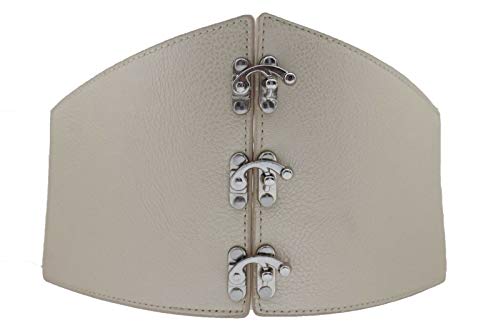 TrendyFashionJewelry Women Corset Belt High Waist Wide Elastic Waistband S M Champagne Gold Beige