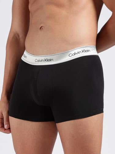Image of Calvin Klein underwear Black Solid mid Rise Trunks - Pack of 3