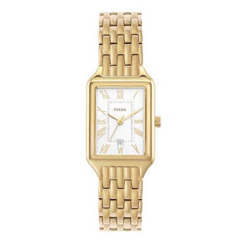 Fossil Reloj Raquel para mujer, movimiento de cuarzo de tres agujas con correa de acero inoxidable, Tono oro y blanco, 23 mm Fossil Reloj Raquel para mujer, movimiento de cuarzo de tres agujas con correa de acero inoxidable, Tono oro y blanco, 23 mm