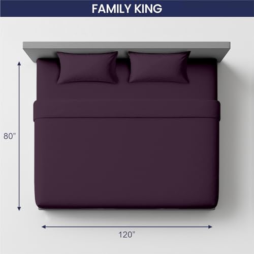 Image of SGI bedding 120 inchx80 inch 4 Pc Family King Sheet Set 600 TC 15 inch Deep, Plum