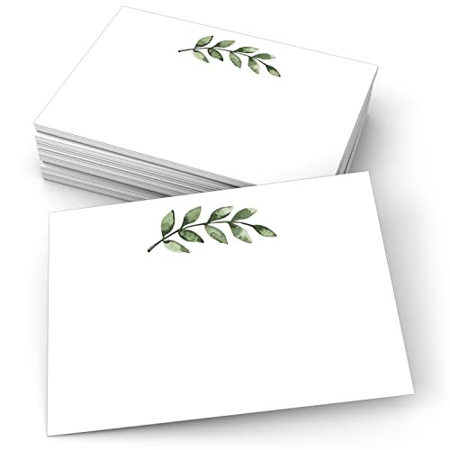 321Done Blank Greenery Note Cards, 4x6 White, 50 Cards - Made in the USA, Thick Cardstock, Ideal for Custom Greetings, Invitations, and Table Cards