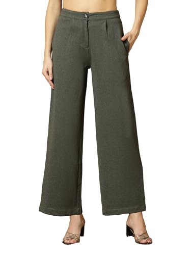 Image of OOMPH! Women's Straight Fit Mid Rise Korean Trousers|Trouser Pants for Women|Elegant Workwear for Office, College & Events|Trousers for Woman