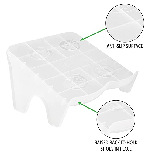 Mdesign Compact Plastic Double Shoe Slot Stacker And Organizer Rack, Closet Space-Saver - Holds Sandals, Heels, Flats, Sneakers, Wedges - 8 Pack - Clear Frost #TOP4