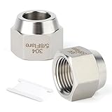 TAISHER 5PCS 304 Stainless Steel SAE 45 Degree Flare Tube Fitting, 5/8″ Flare Nut for Air Conditioning Pipe Extension Butt Tube