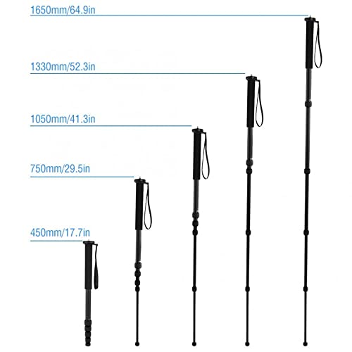 KBREE Accessoires pour Appareil Photo Canne d'alpinisme Monopode télescopique extérieur Portable en Fibre de Carbone pour trépied d'appareil Photo Reflex numérique