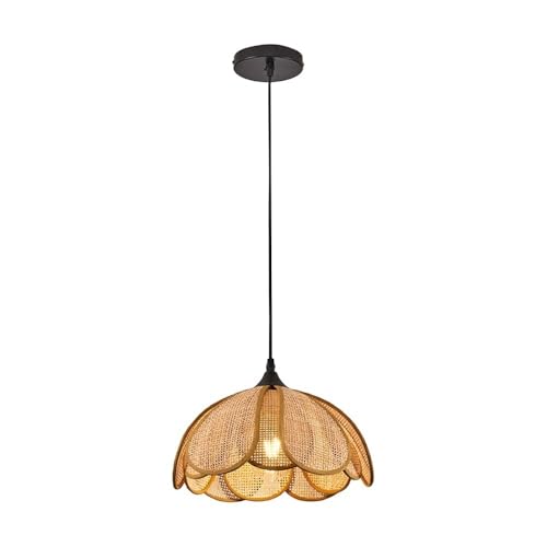 Lampe suspendue lotus pour salle à manger lustre rustique en bambou naturel