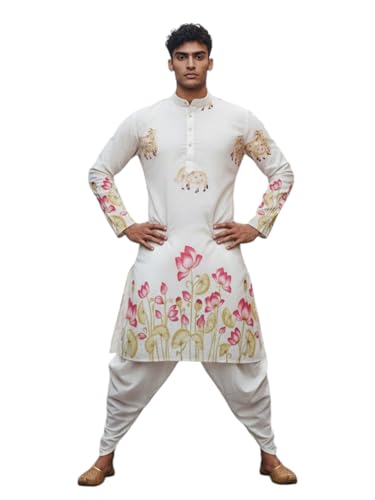 Image of Trustous Men's Printed Kurta Dhoti Set Traditional Ethnic Wear for Festivals & Weddings | Men's Stylish Printed Kurta with Dhoti Set | Traditional Indian Ethnic Wear for Men