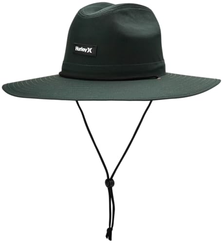 Hurley Mens Sun Hat - Lightweight Breathable Wide Brim UV Sun Protection Boonie Hats for Men for Fishing Beach Hiking Size One Size Olive/Black Strap
