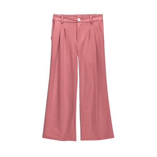Girls Dress Pants Baggy High Waist Wide Leg Buttons Long Pants Teen Kids Formal Straight Summer Trousers with Pockets4