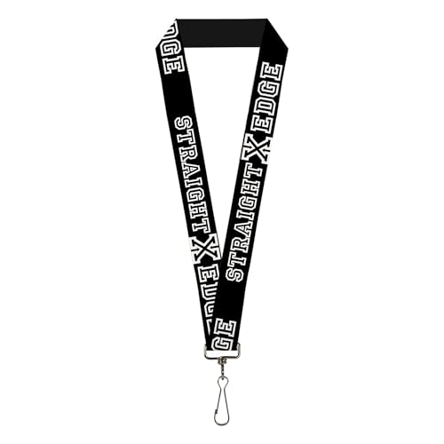 Buckle-Down Lanyard, Straight Edge Black White, Elastic