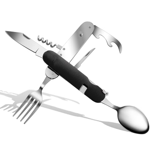 ZIMAIC 6 in 1 Edelstahl Klapp besteck Camping besteck Set Outdoor...