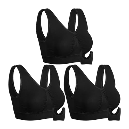 Onory 3 Pack Womens Sports Bras Wirefree Padded Medium Support for Workout, XX-Large