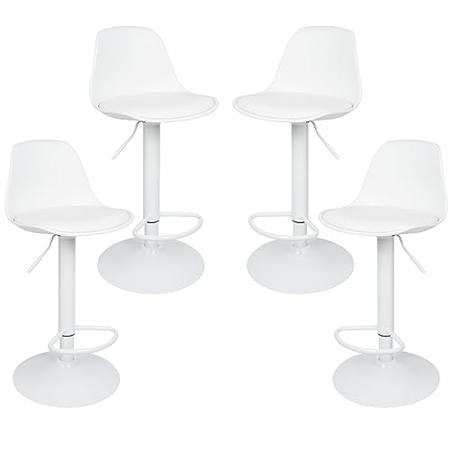 Supfine Tabourets de Bar Lot de 4, Coussin Simili Cuir Rembourré, Repose Pieds, Réglable en Hauteur et Pivotant 360° Pied Chrome, Chaises Hautes pour...