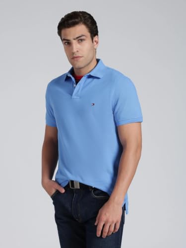 Image of Tommy Hilfiger Solid Regular fit Cotton Polo t-Shirt