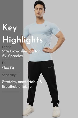 Image of FUAARK Men's Solid Slim Fit Sports Gym T-Shirt