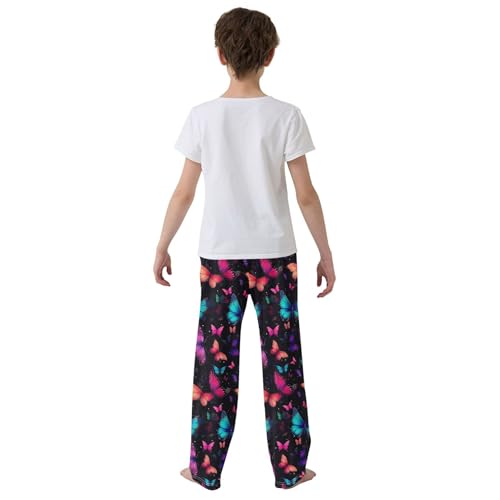 Butterfly Long Pajama Pants Elastic Waist PJ Bottoms with Pockets S A1112104