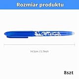 RUCUDIM długopisy ścieralne, długopis żelowy, 8 długopisów kulkowych, niebieskie długopisy ścieralne, długopis ścieralny z gumką 0,7 mm, długopisy do szkoły, artykuły biurowe, dla uczniów