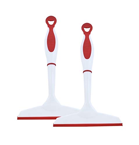 Image of Superio Rubber Squeegee, 2 Pack, Streak Free All Purpose Window Squeegee, Comfort Grip Handle and Hanging Hook (Red, 6 Inch- 2 Pack)