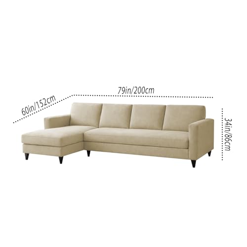 Image of Carlos LHS 4 Seater L Shape Sofa Set for Living Room & Home Office Furniture, Modern Durable Sectional Corner Sofa Couch, Premium Fabric Comfortable Seating with Strong Frame (Cream)