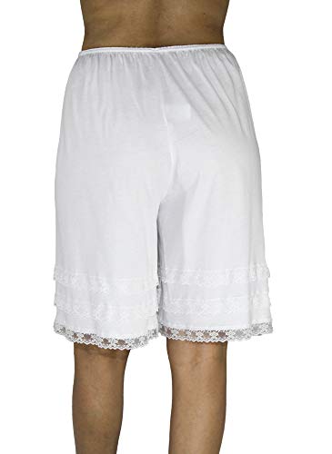 Underworks Cotton Knit Snip-A-Length Pettipants Culotte Slip Bloomers Split Skirt Medium-White #TOP1
