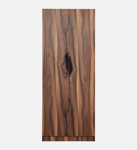 Image of Mintwud Pepperfry Engineered Wood Wardrobe with 2 Doors Storage and 1 Hanging Rod | Wooden Almirah Cupboard for Clothes Storage Organizer for Living Room, Home, Bedroom Furniture (Brown Finish)