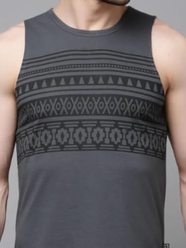 Image of Rigo Stylish Cotton Printed Vest for Men | Round Neck,Regular Fit, Sleeveless T-Shirt Vest for Men | Casual Innerwear Sando for Men & Boys - Perfect for Workouts Gym, Vacations, and Beaches