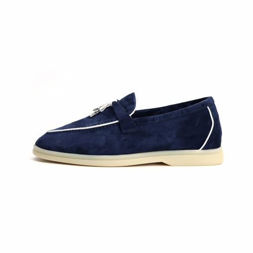 Image of XOBZJH Women's Leather Suede Loafers Flats - Slip-On Penny Loafers with Soft, Comfortable Driving & Dress Shoes for Casual Office Work All Day