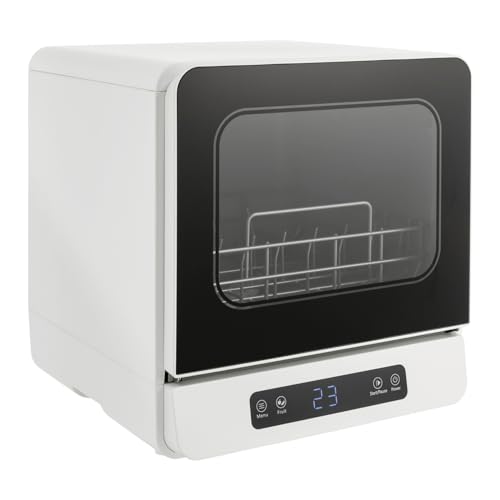 Countertop Dishwasher Large Capacity Tableware Cleaner Multi-Functional Dishes Storage Cabinet with Display Screen for Home Kitchen Restaurant