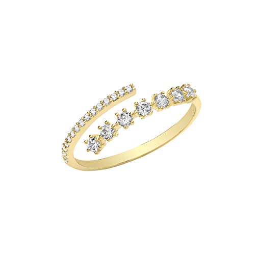 Bague enveloppée femme or jaune 9k anti-rayure et confortable avec zirconium WJS27443