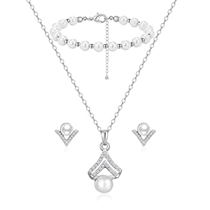 Bridesmaid Jewelry Set For Wedding,1-4-6-8 Sets 18k Gold/Rose Gold/Silver Plated With Pearl Necklace Earrings Bracelet Set For Bridesmaid Gift,Wedding Party Costume Accessories Gifts for Women