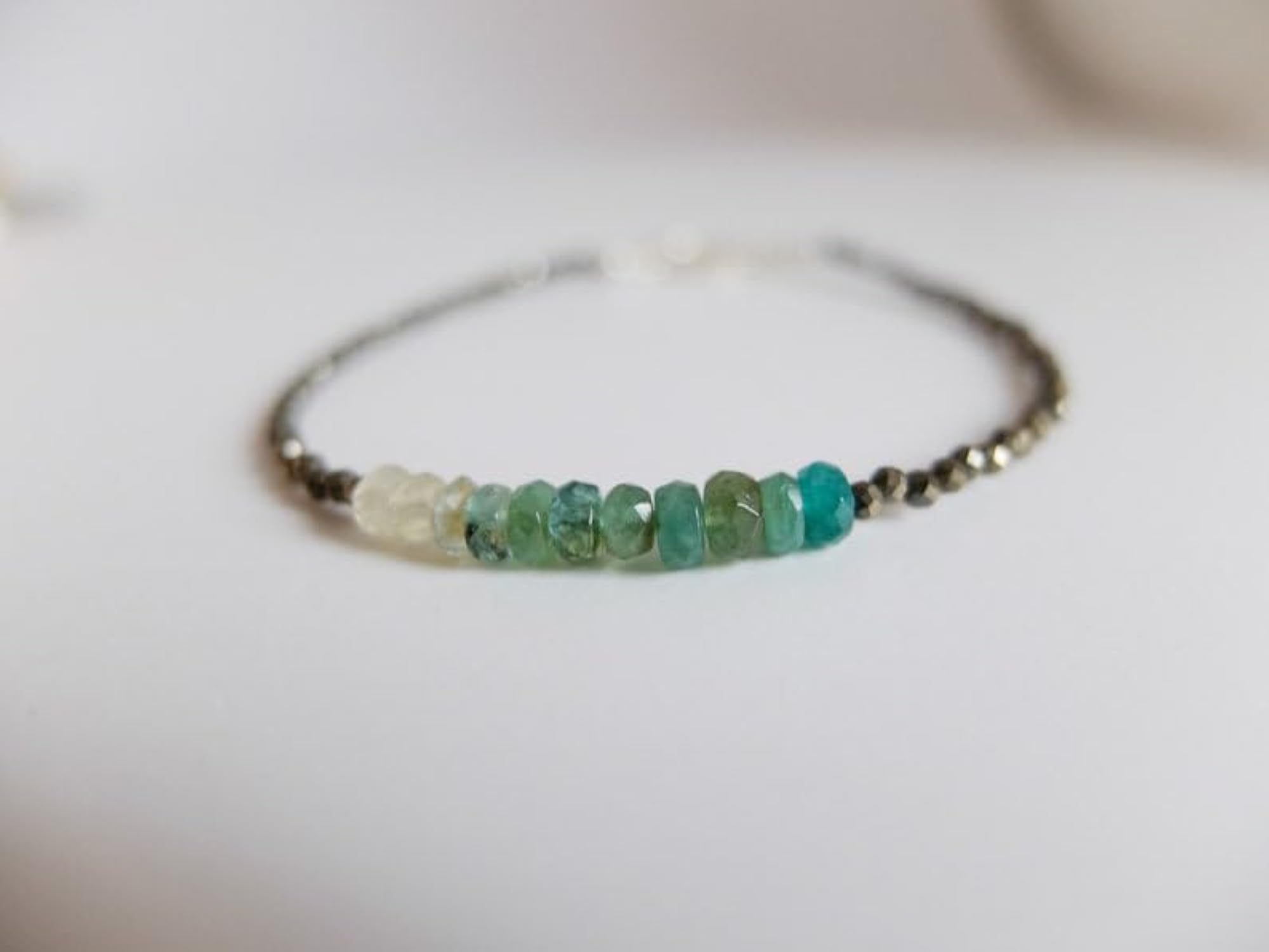 Moonstone, Emerald & Pyrite Bracelet, Unisex Healing Gift