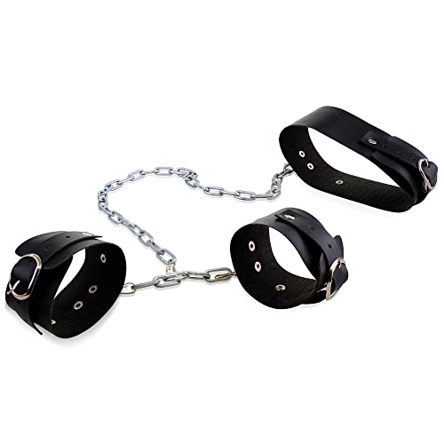 Coleira com Algemas em Couro BDSM - Sado fetiche