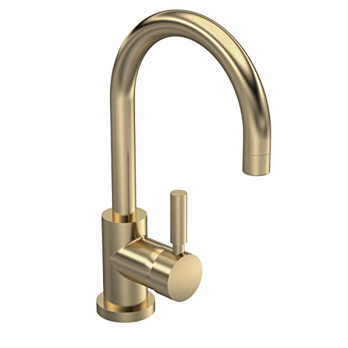 Image of Hudson Reed PN880 Tec Lever Modern Bathroom Side Action Lever Mono Basin Mixer Tap with Waste, 292mm, Brushed Brass