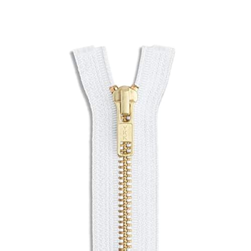 36" Brass Jacket Zipper Separating 36inch White Zip for Sewing Craft