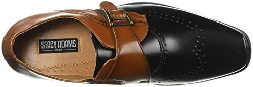 Stacy Adams Unisex-Kid's Saxton Wingtip Perfed Monk Strap Loafer, Black/Cognac, 2 M US Big Kid | Image 4