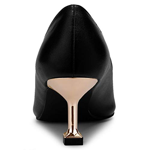 Allegra K Women's Pointed Toe Low Kitten Heel Dress Pumps4