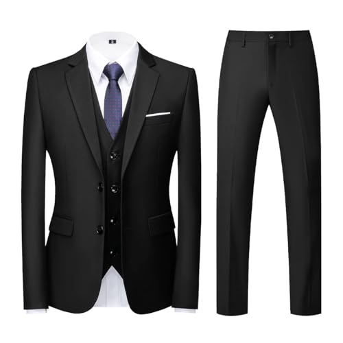 KUDORO Costume Homme 3 pièces Slim Fit Smoking Simple Poitrine à Deux Boutons Men Suits 3 Piece pour Mariage Business Fête Confort Blazer Veste et Pantalon...