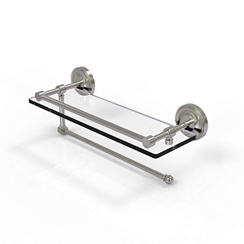 Best Quality 🔥 Allied Brass PRBP-1PT/16-GAL Prestige Regal Collection Paper Towel Holder with 16 Inch Gallery Glass Shelf, Satin Nickel