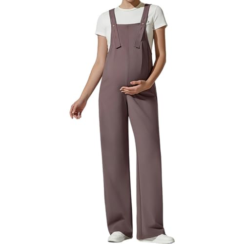 DOTBUY-SHOP Mono de Maternidad para Mujer Cómodo Mono Mujer con Tirantes Ajustables Elegante Peto Jumpsuit Primavera Pantalones Tallas Grandes Holgados de Pierna Ancha Pantalones Largos (Caqui,x_l)