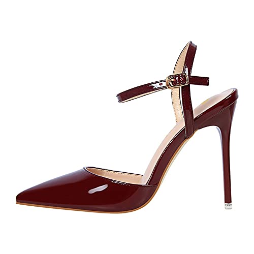 JiangWei Shu Women's High Heeled Sandal Ankle Strap Pointed Toe Party Wedding Dress Shoes2