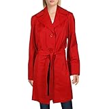 Ellen Tracy Womens Midi Jacket Trench Coat Red XL