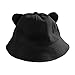 ZRSYH Niedlicher Katzenohr Eimer Hut Kawaii Schöne Fischermütze Damen Packbarer Eimer Outdoor-Anti-Sonne Verbreiterung Eimer-Hut-Strand-Kappe,Schwarz